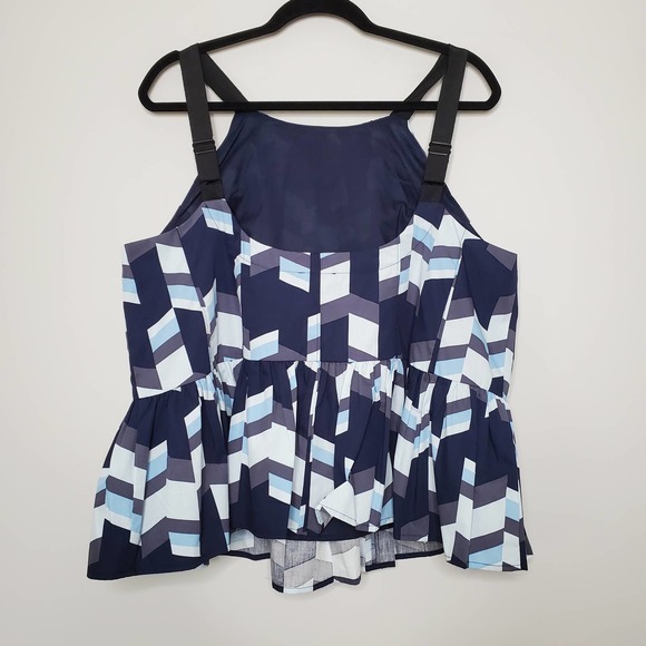 PETER SOM for ANTHROPOLOGIE • Blue Geometric Print Nikola Flounce Cami Sz PL - Picture 10 of 11